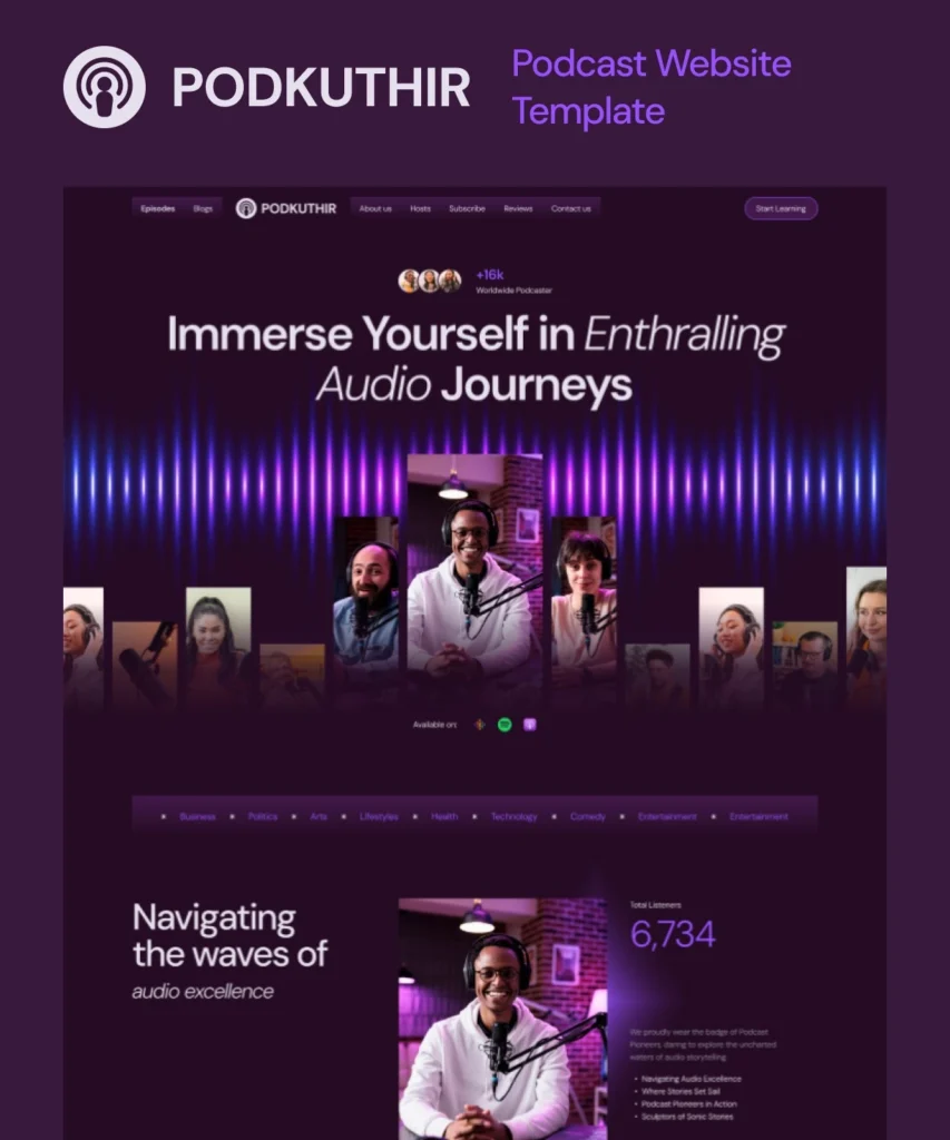 Podkuthir — Podcast Template