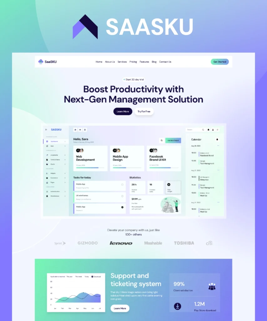 Sassku — Creative Saas & Startup Template